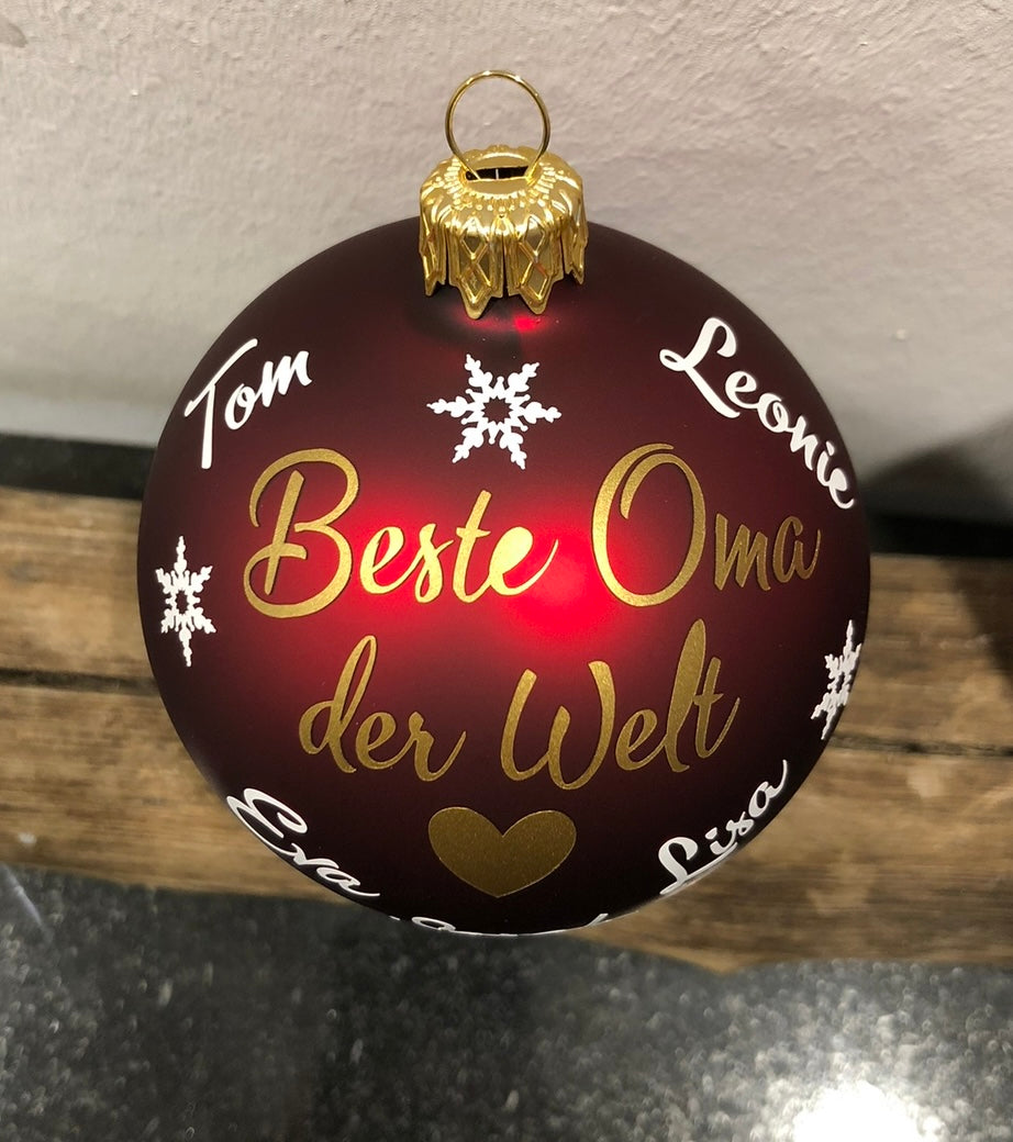 Personalisierte Weihnachtskugel für die beste Oma / den besten Opa oder alle anderen